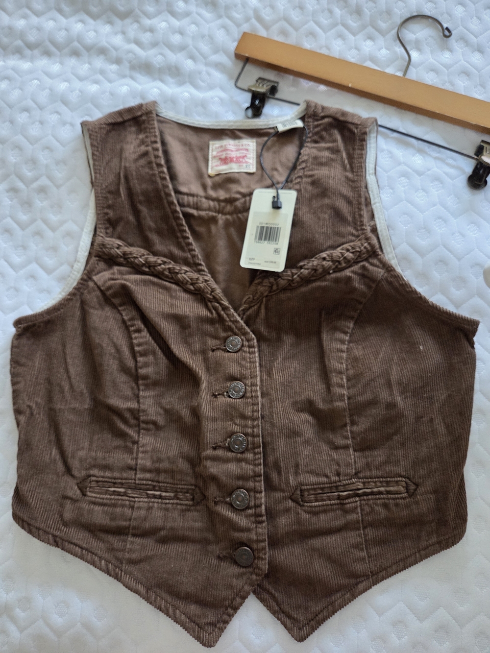 Levi's Brown Corduroy Braided-Trim Vest - Picture 6 of 6